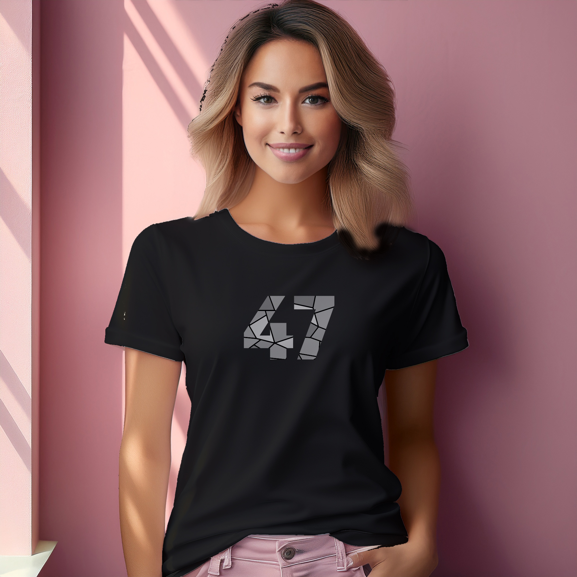 47 Number Women T-Shirt (Black)