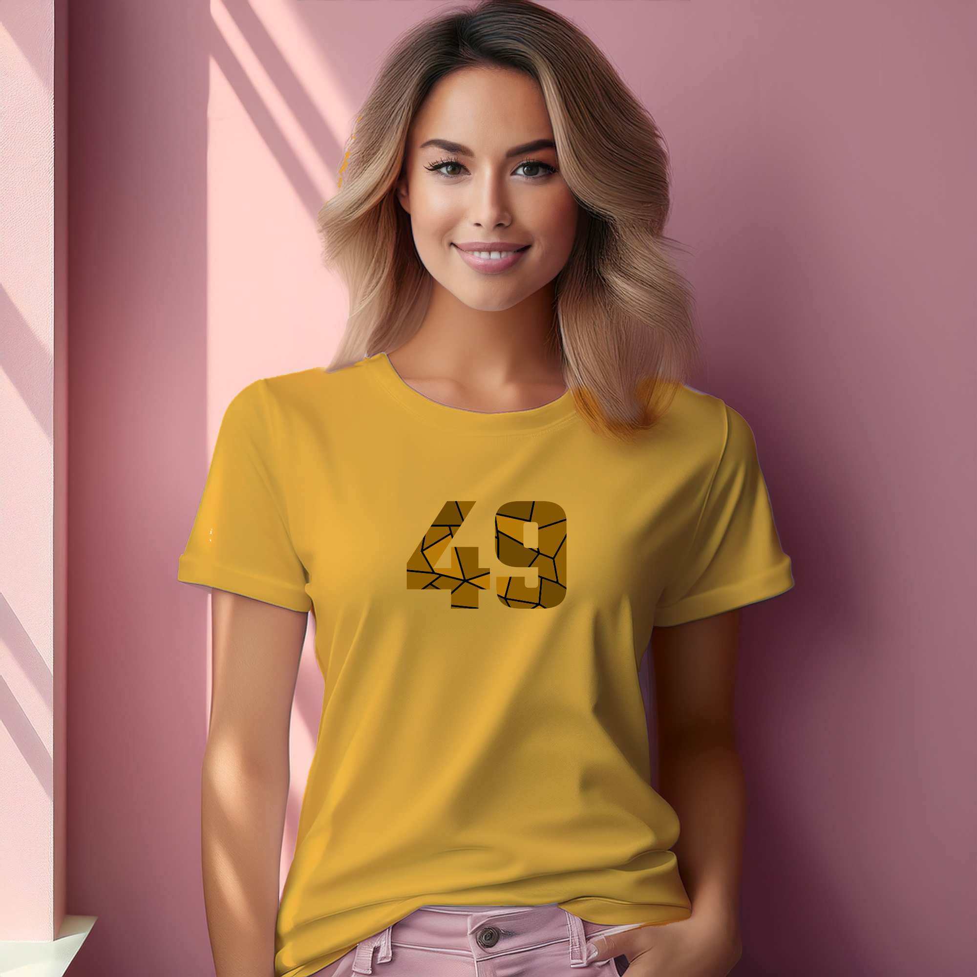 49 Number Women T-Shirt (Golden Yellow)