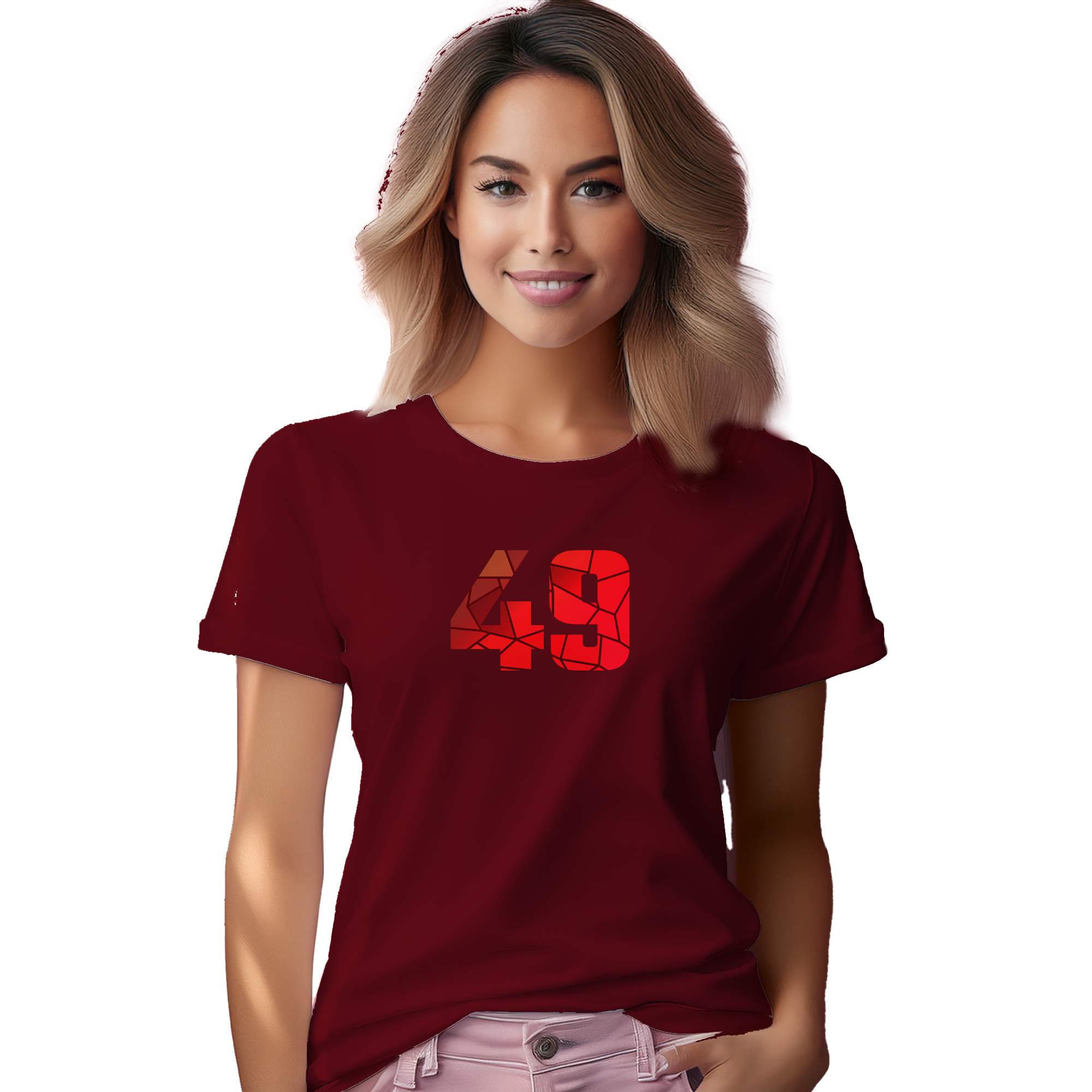 49 Number Women T-Shirt (Maroon) | 360 Fog Plus