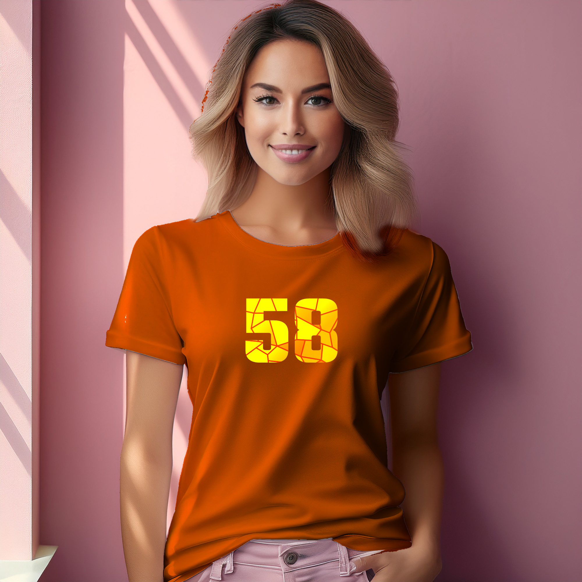58 Number Women T-Shirt (Orange)