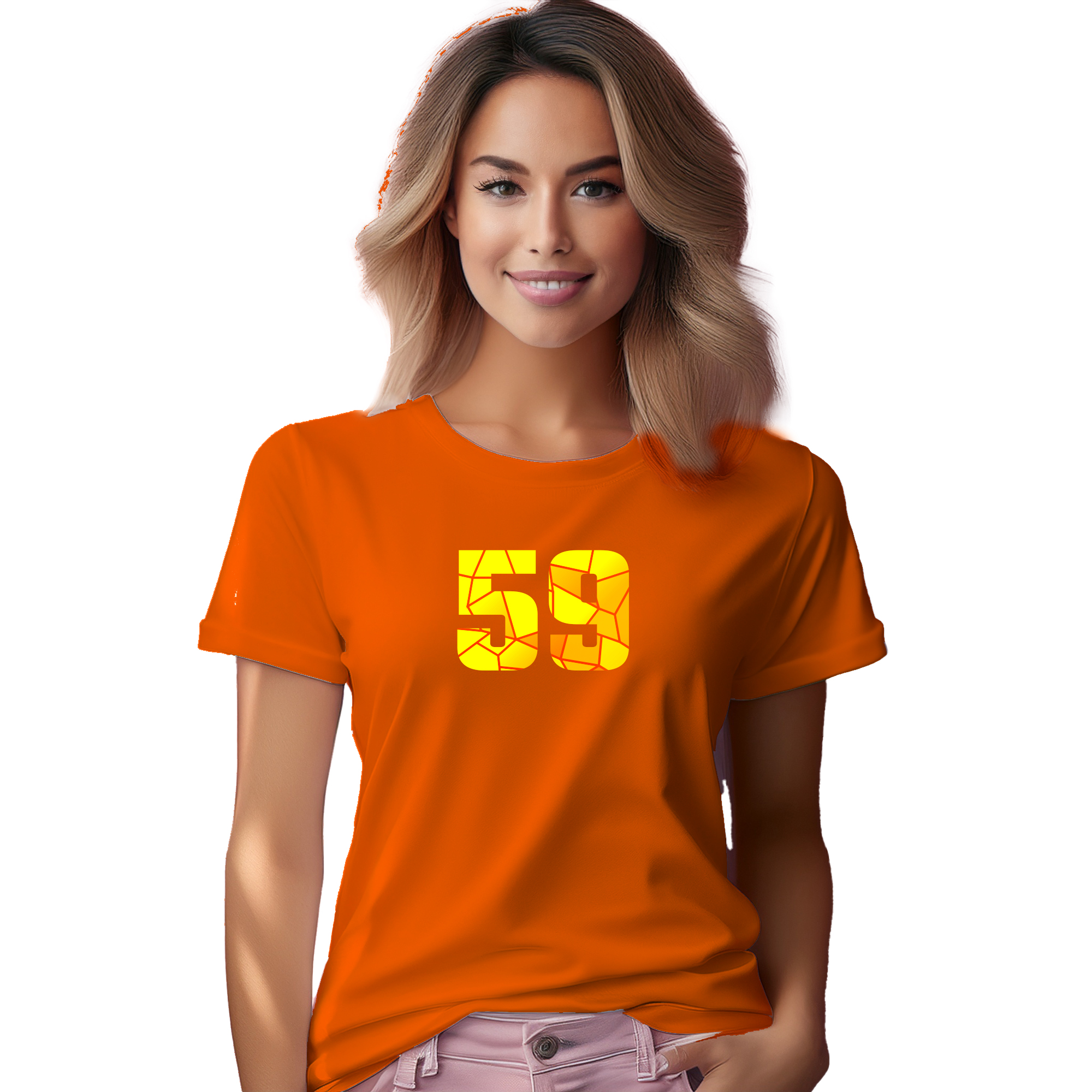 59 Number Women T-Shirt (Orange) | 360 Fog Plus