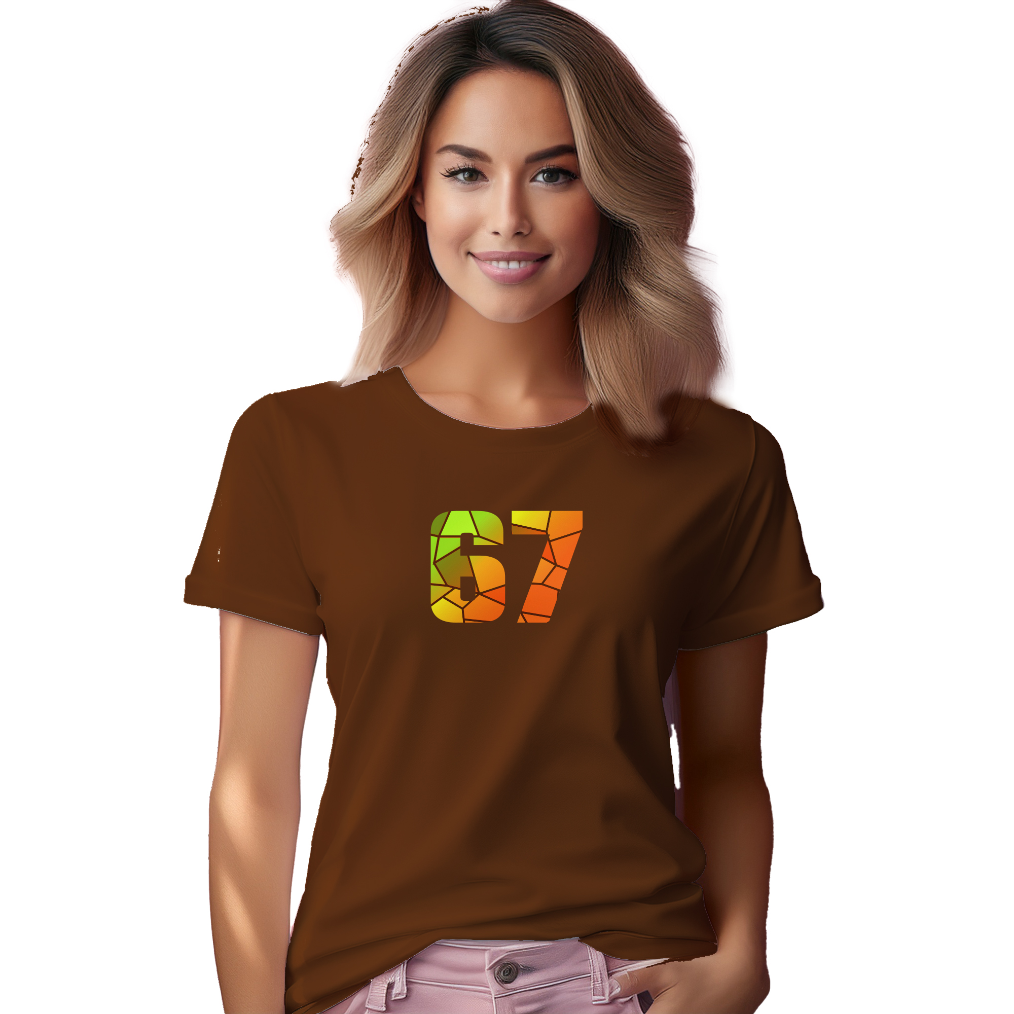 67 Number Women T-Shirt (Brown) | 360 North Plus