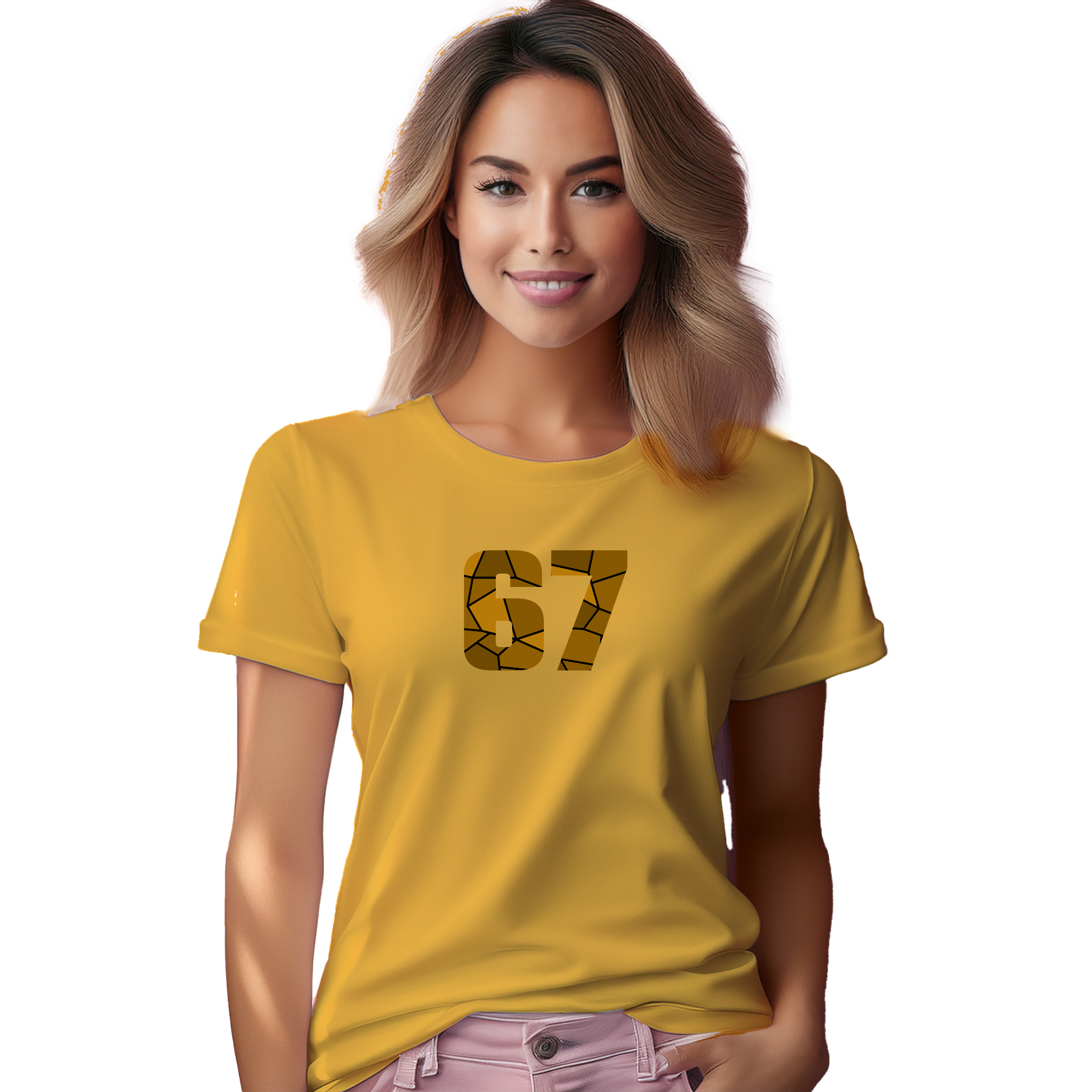 67 Number Women T-Shirt (Golden Yellow) | 360 Fog Plus