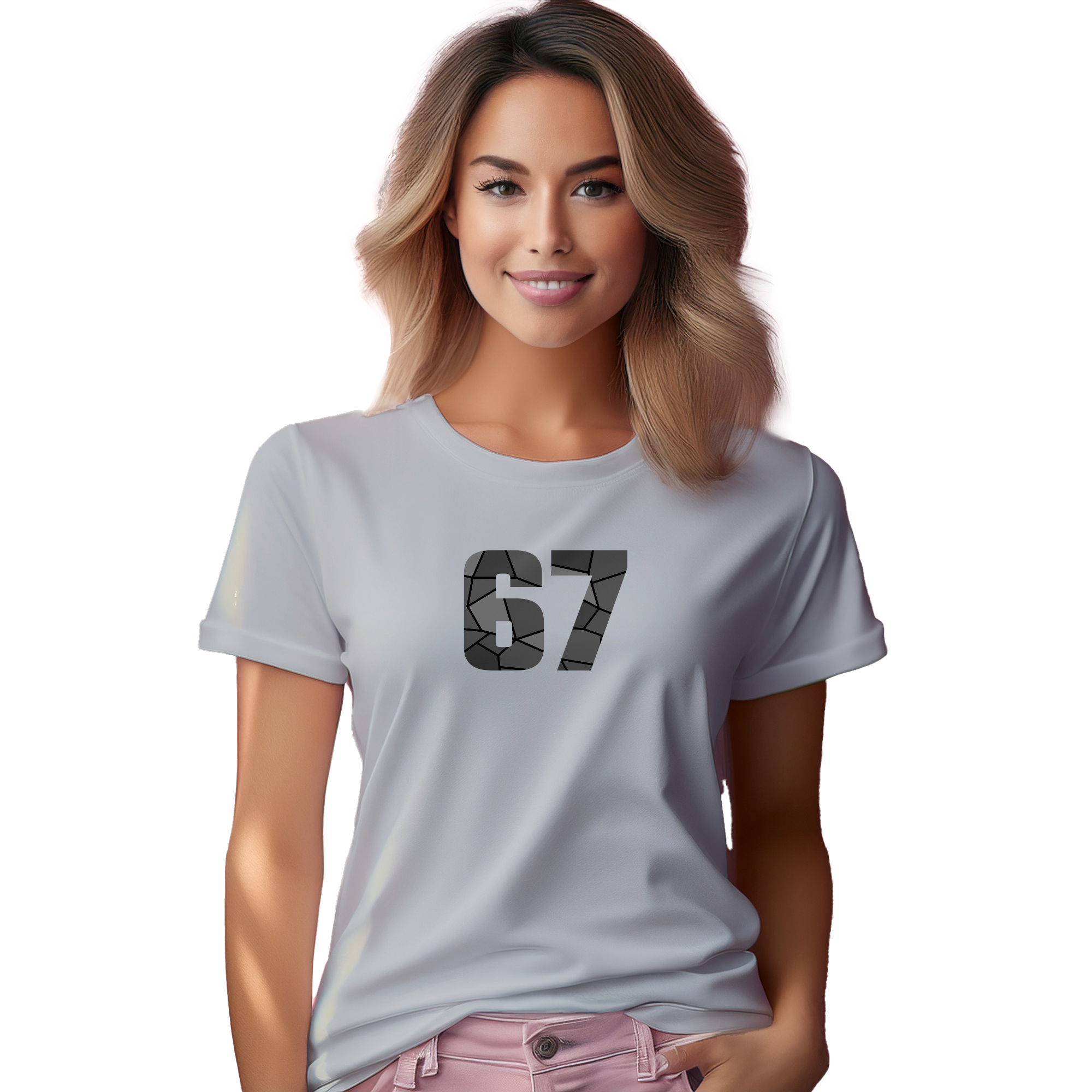 67 Number Women T-Shirt (Melange Grey) | 360 Fog Plus