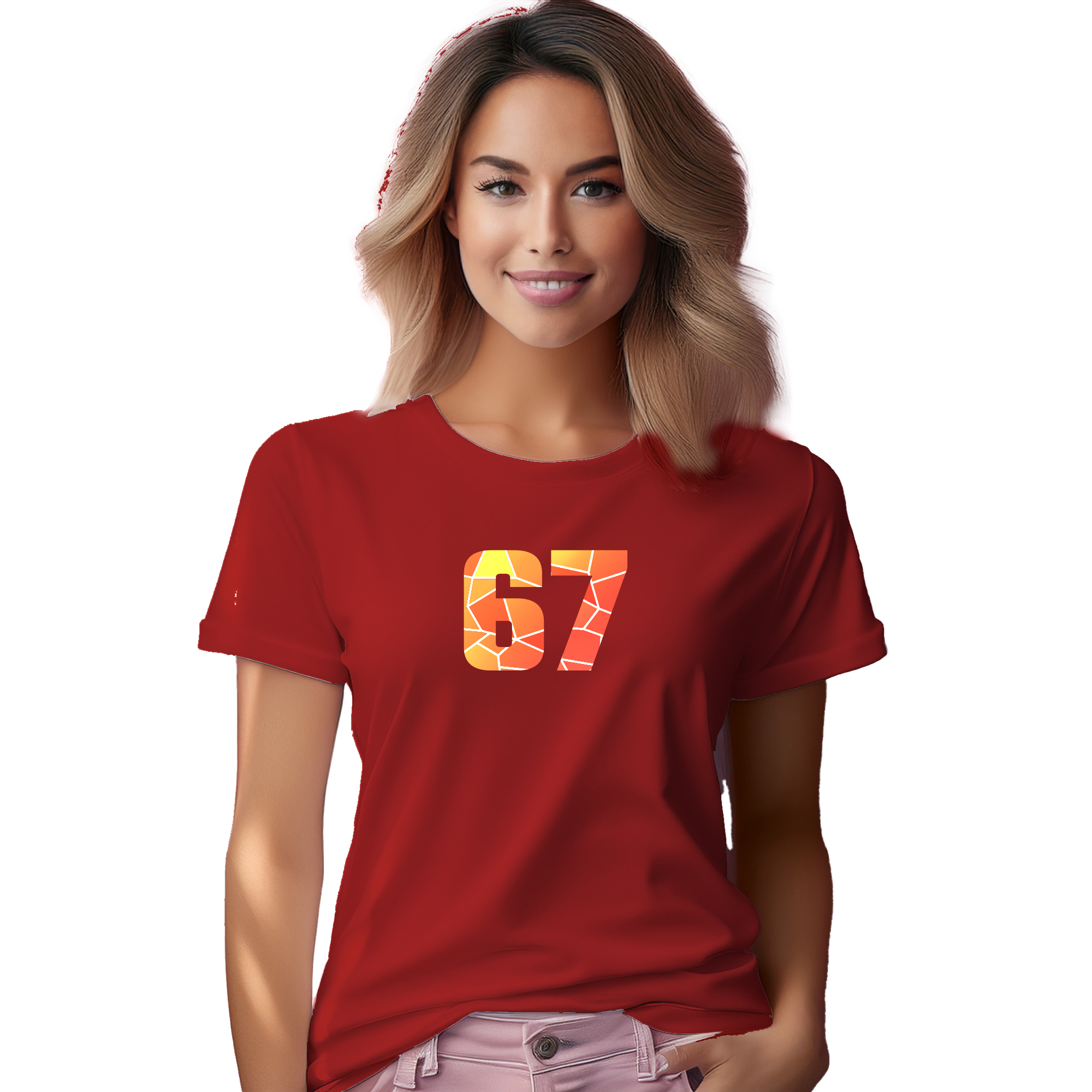 67 Number Women T-Shirt (Red) | 360 Fog Plus