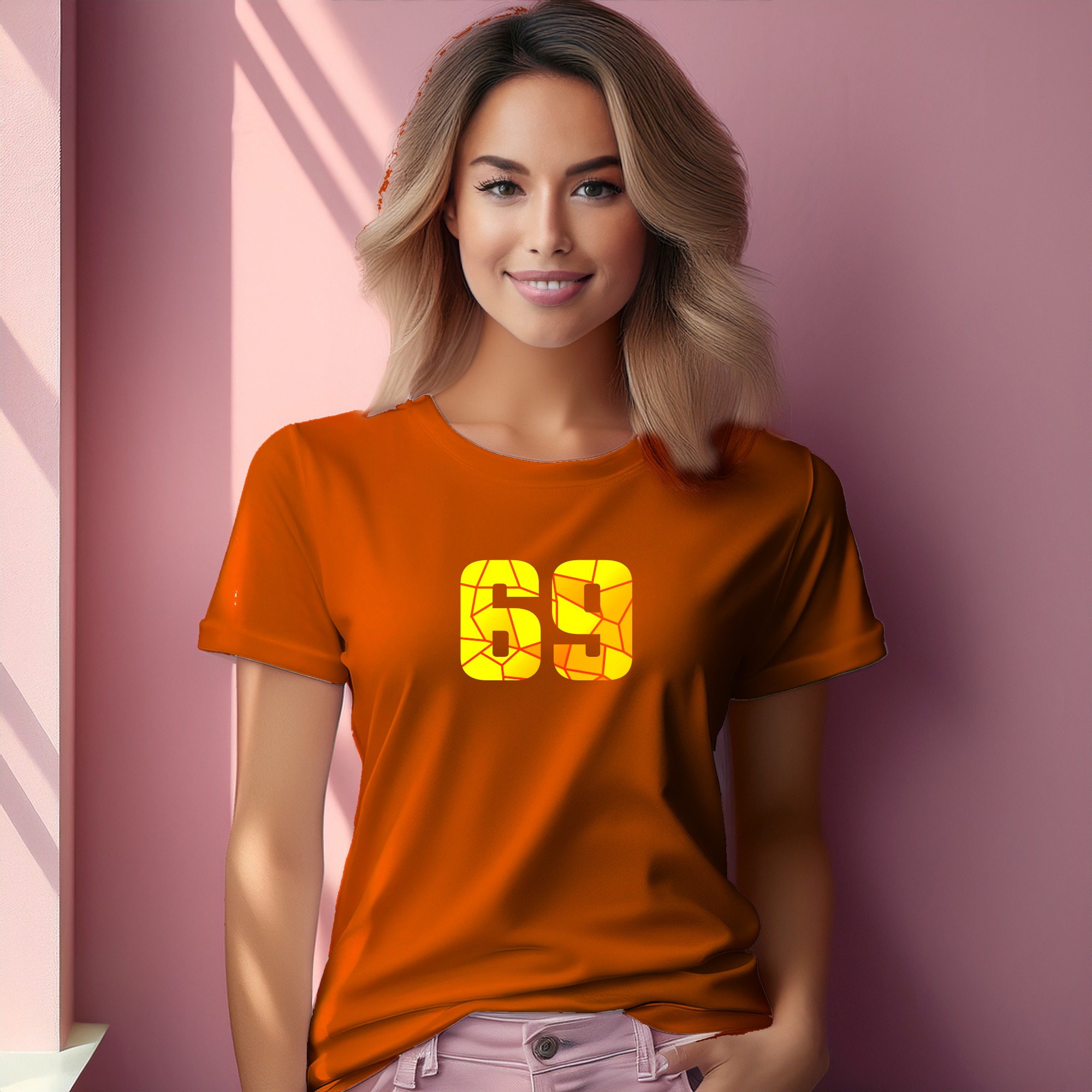 69 Number Women T-Shirt (Orange)