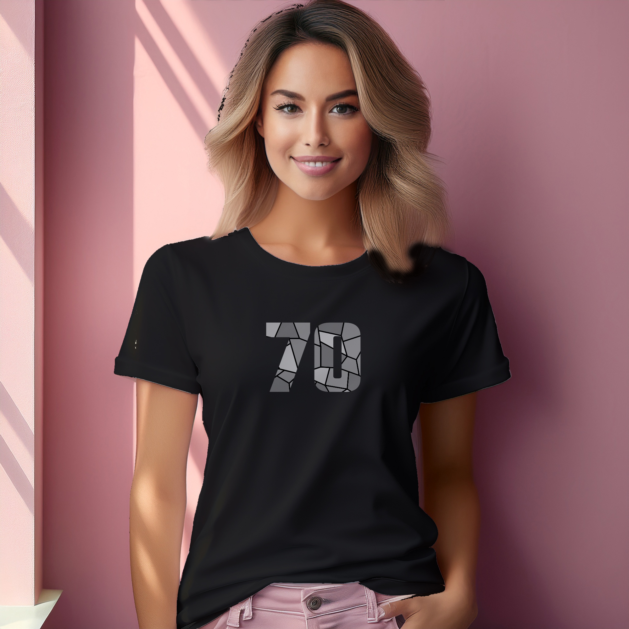 70 Number Women T-Shirt (Black)