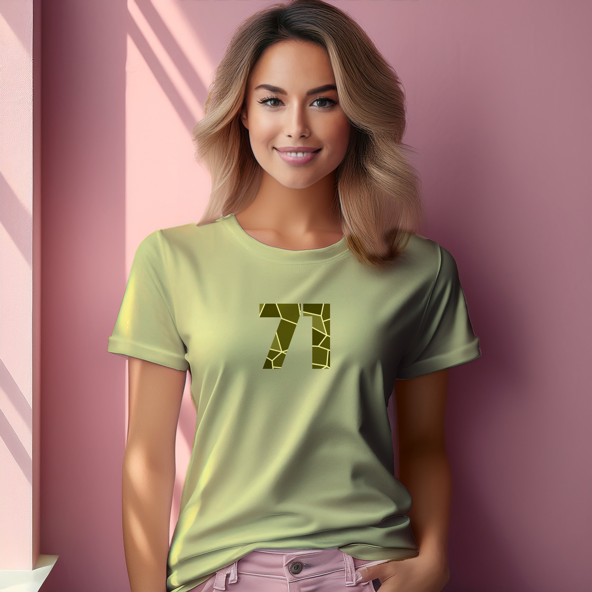 71 Number Women T-Shirt (Butter Yellow)