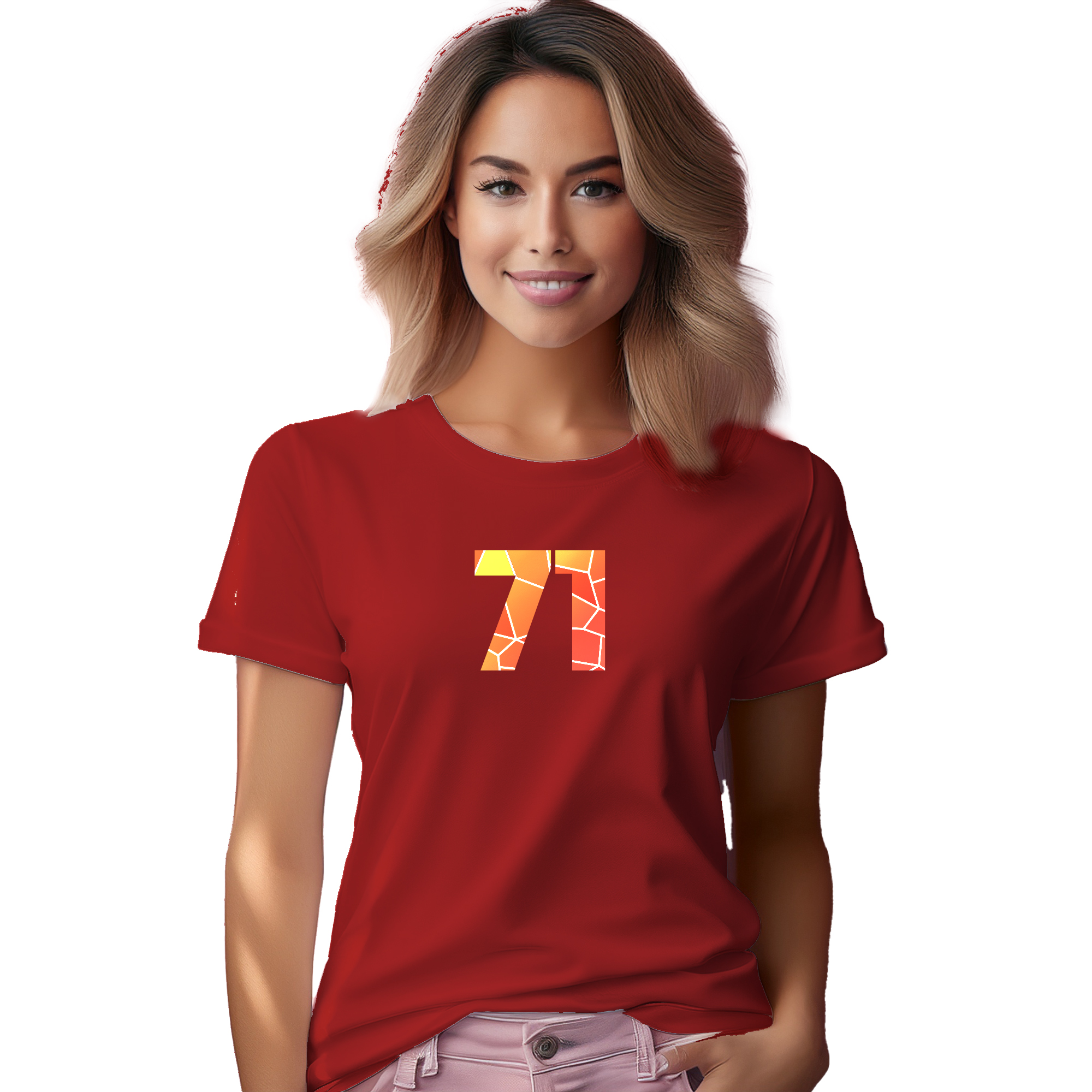 71 Number Women T-Shirt (Red) | 360 Fog Plus