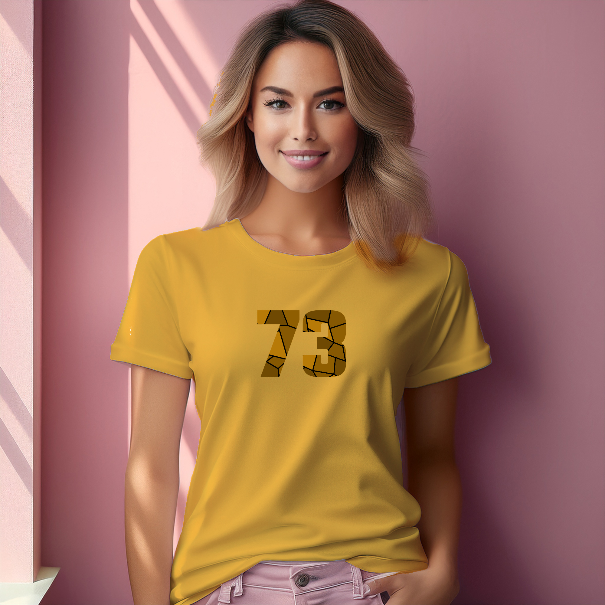 73 Number Women T-Shirt (Golden Yellow)