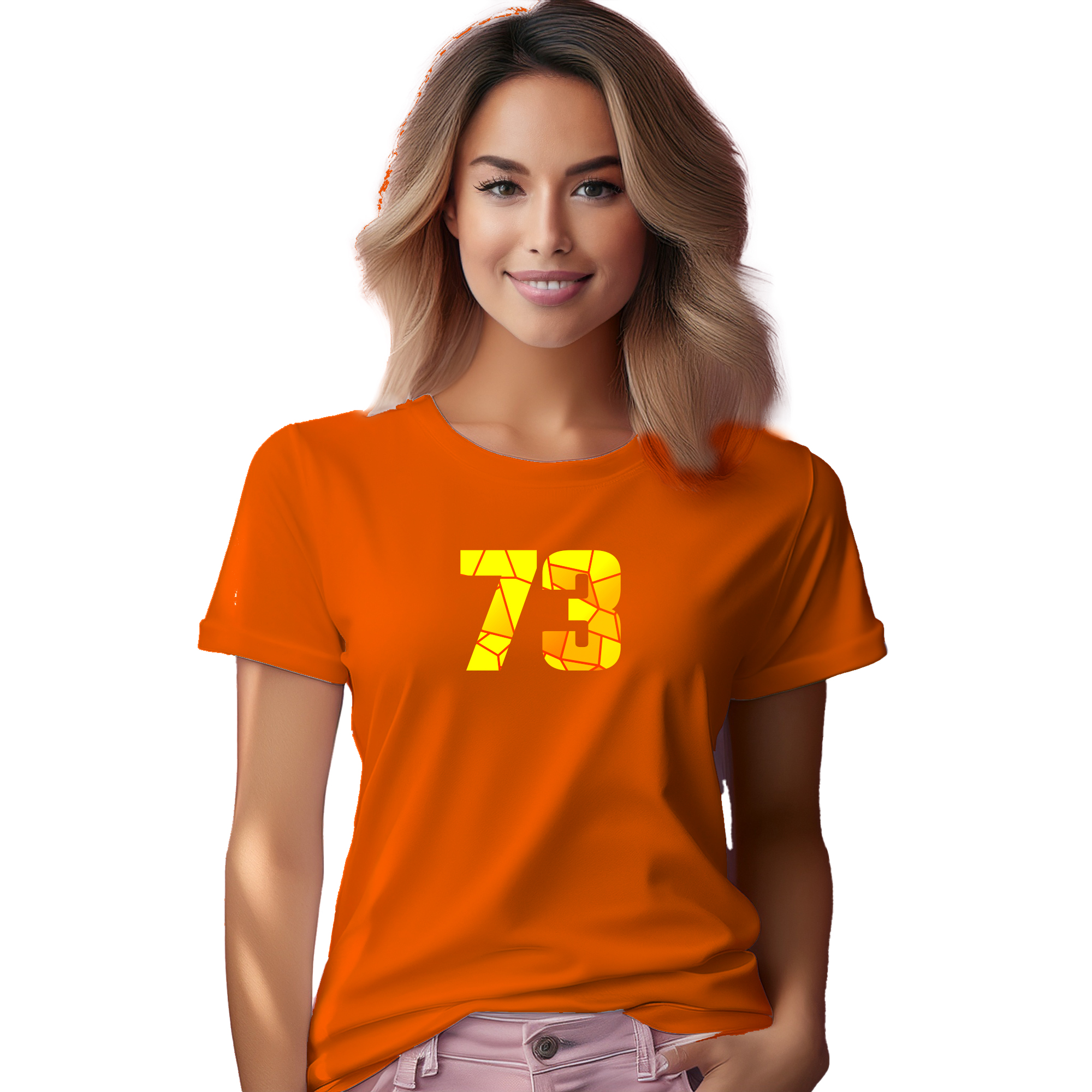 73 Number Women T-Shirt (Orange) | 360 Fog Plus