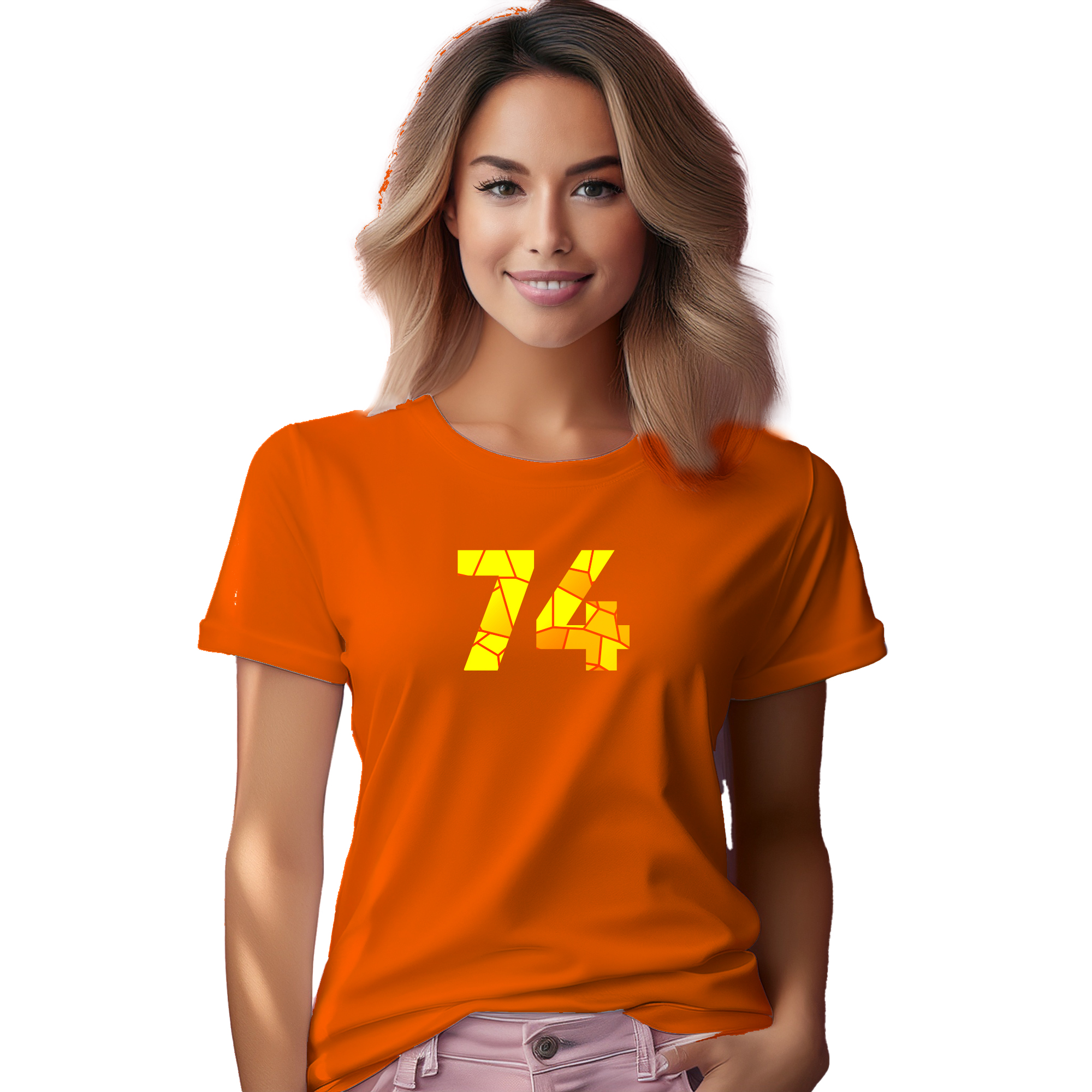 74 Number Women T-Shirt (Orange) | 360 Fog Plus