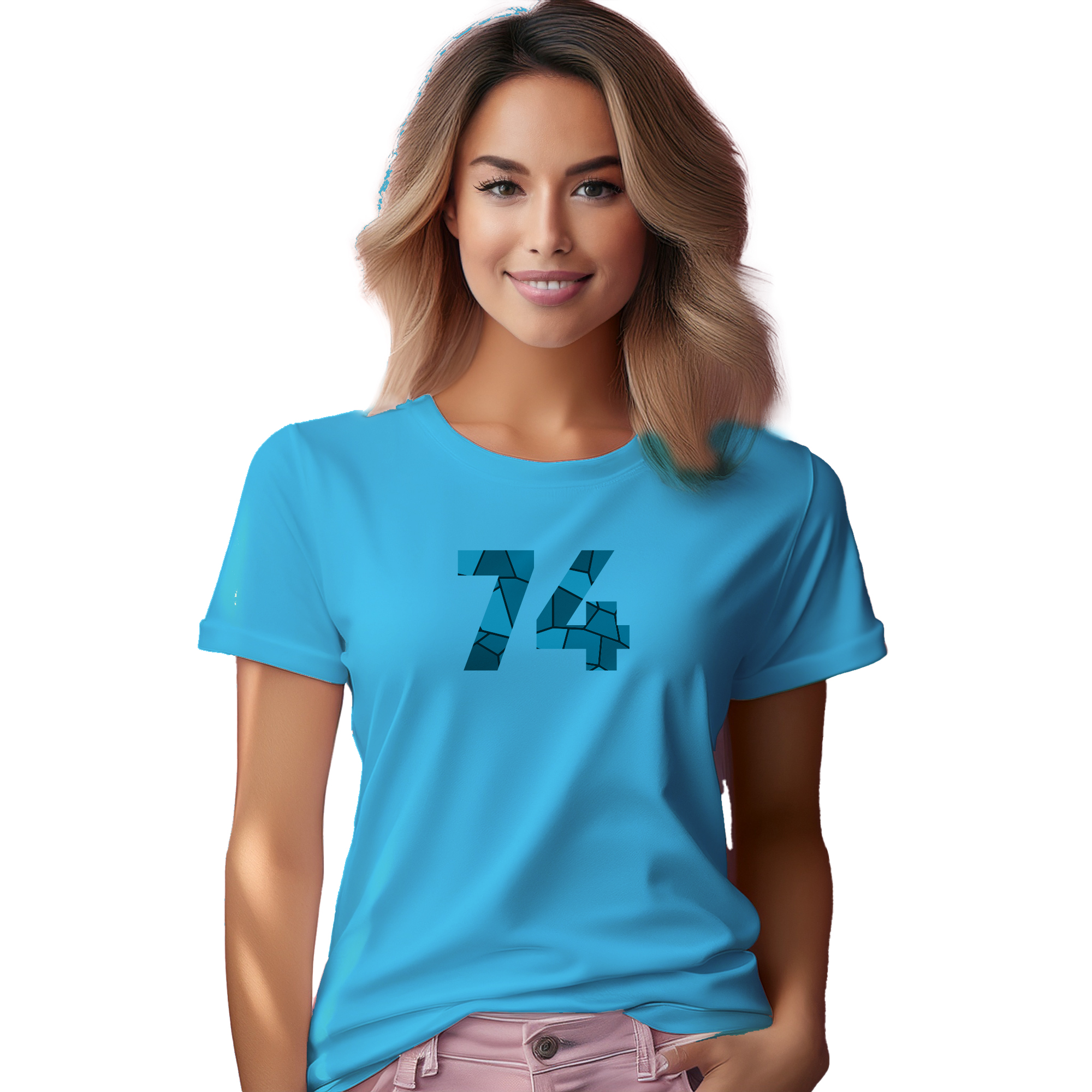 74 Number Women T-Shirt (Sky Blue) | 360 Fog Plus