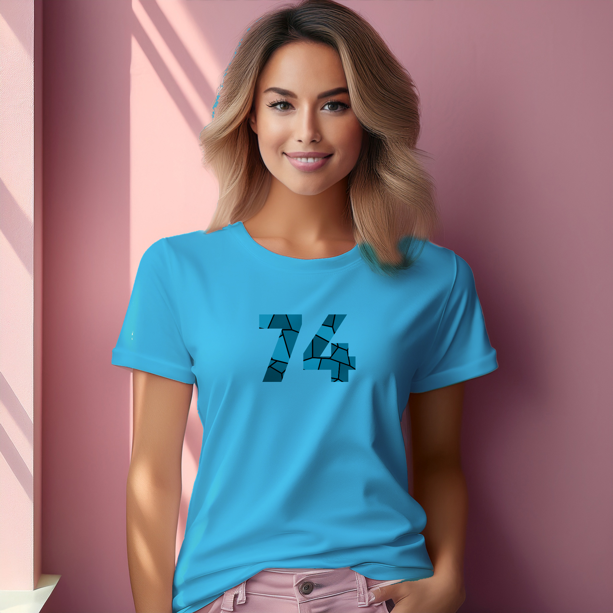 74 Number Women T-Shirt (Sky Blue)