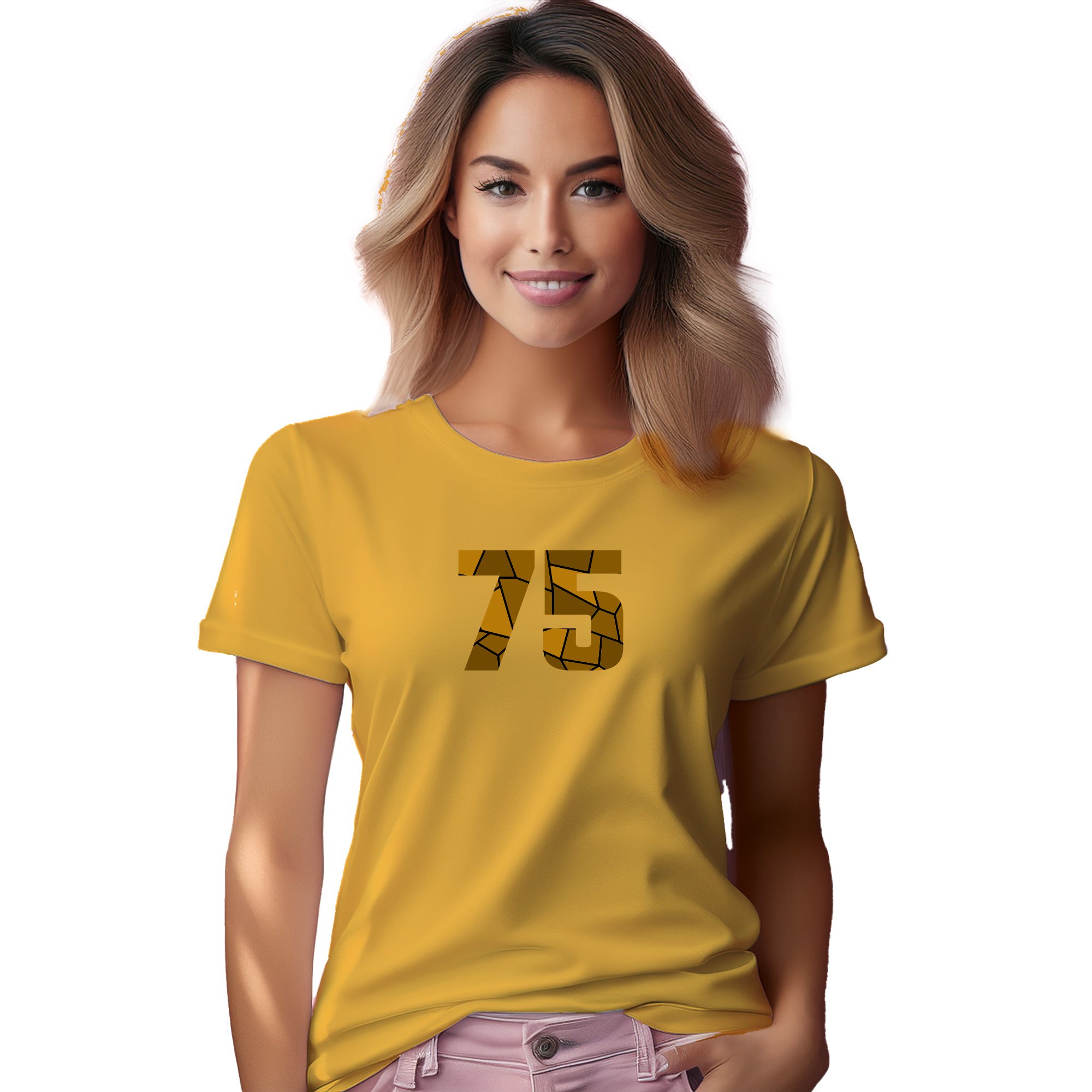 75 Number Women T-Shirt (Golden Yellow) | 360 Fog Plus