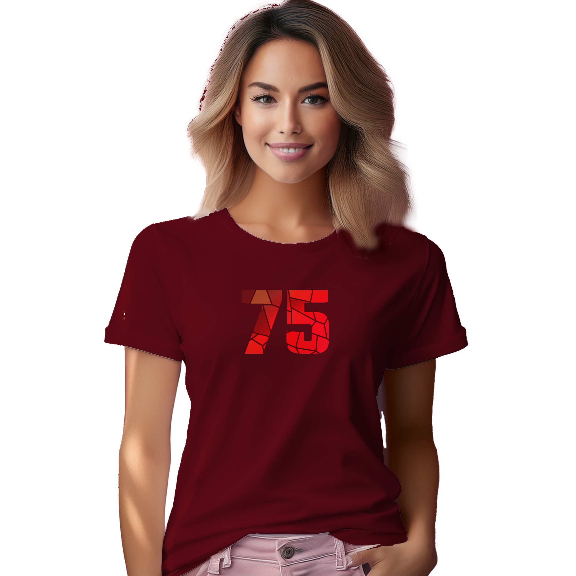 75 Number Women T-Shirt (Maroon) | 360 Fog Plus
