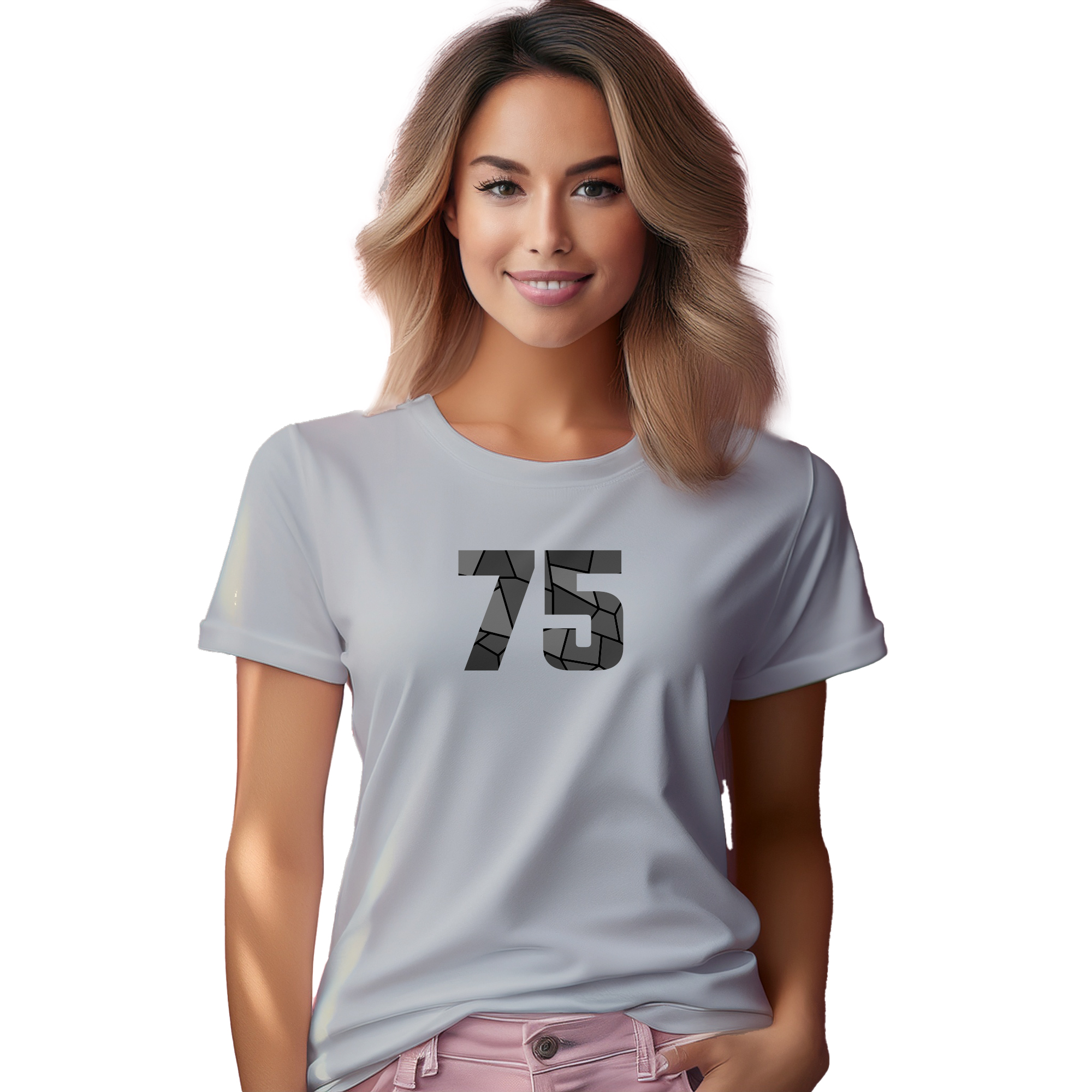 75 Number Women T-Shirt (Melange Grey) | 360 Hours Plus