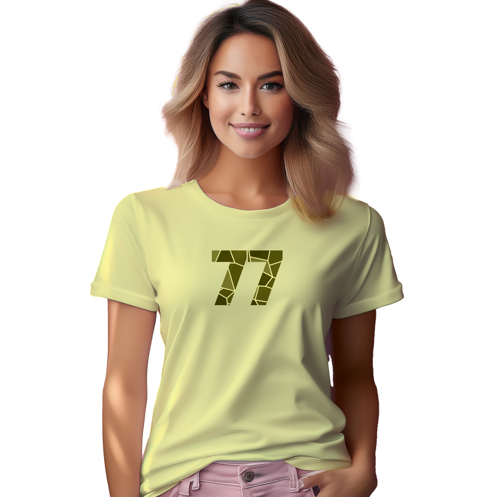 77 Number Women T-Shirt (Butter Yellow) | 360 Hours Plus