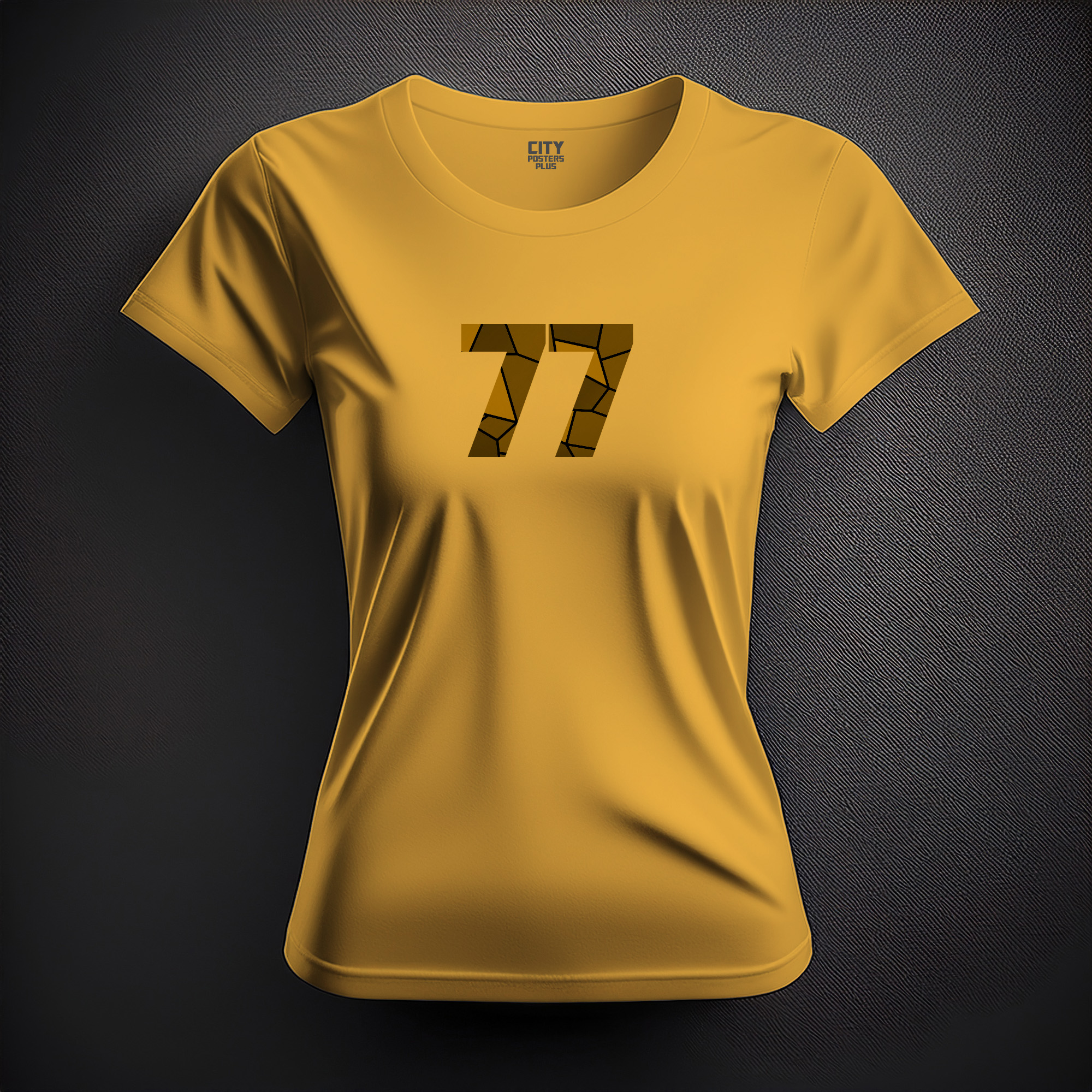 77 Number Women T-Shirt (Golden Yellow)