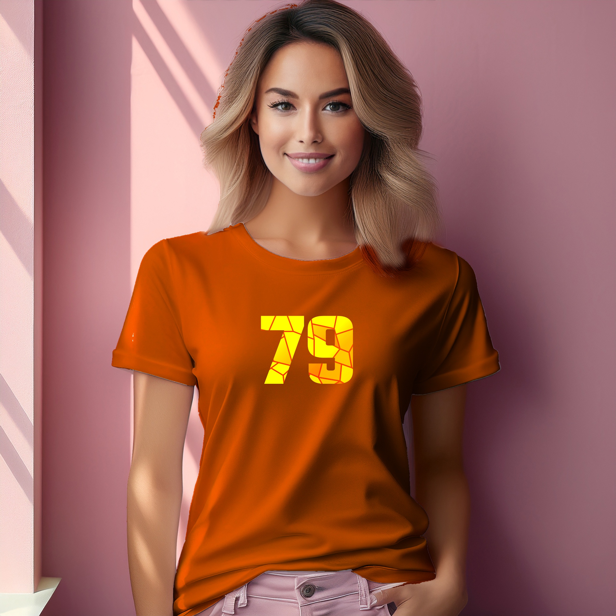 79 Number Women T-Shirt (Orange)
