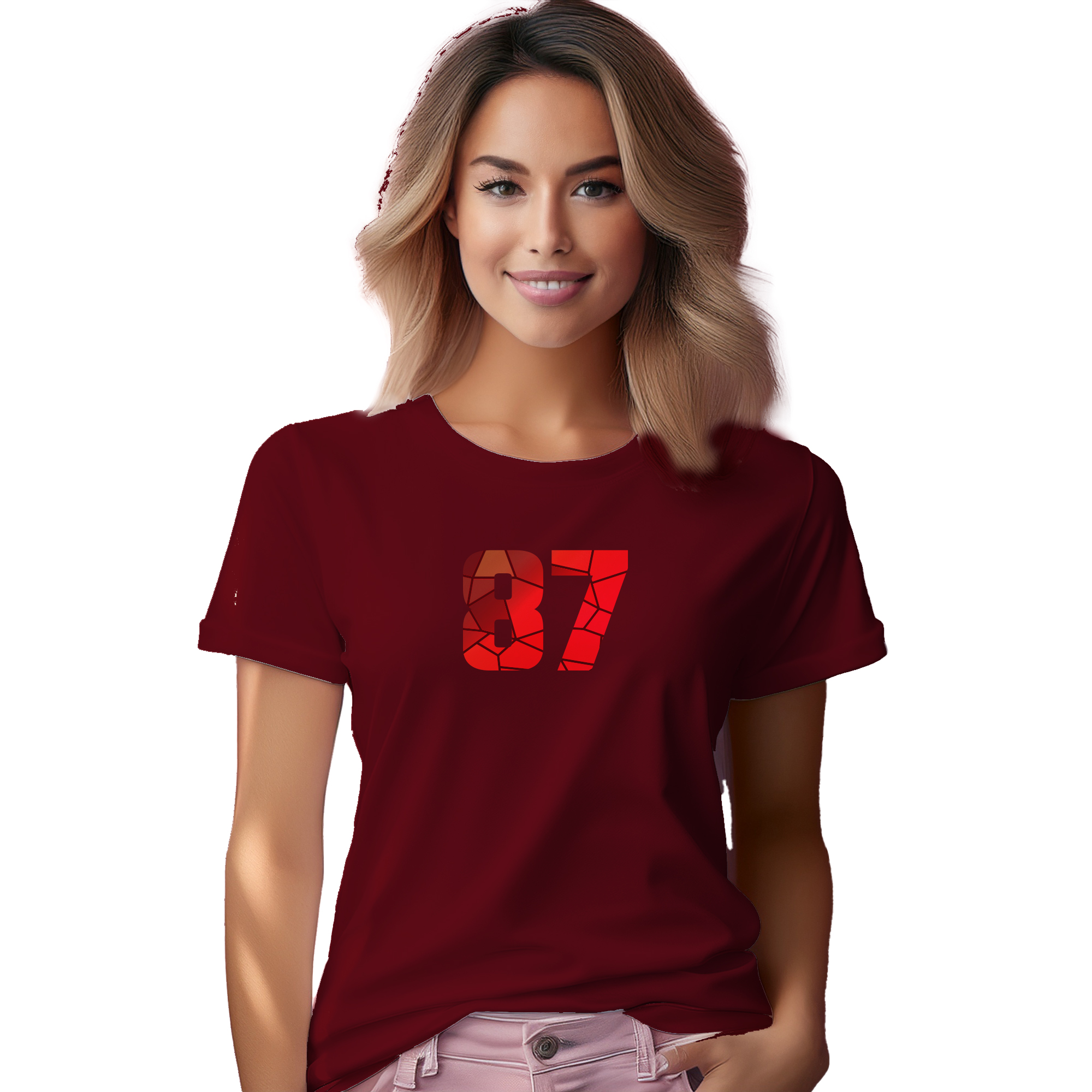 87 Number Women T-Shirt (Maroon) | 360 Fog Plus