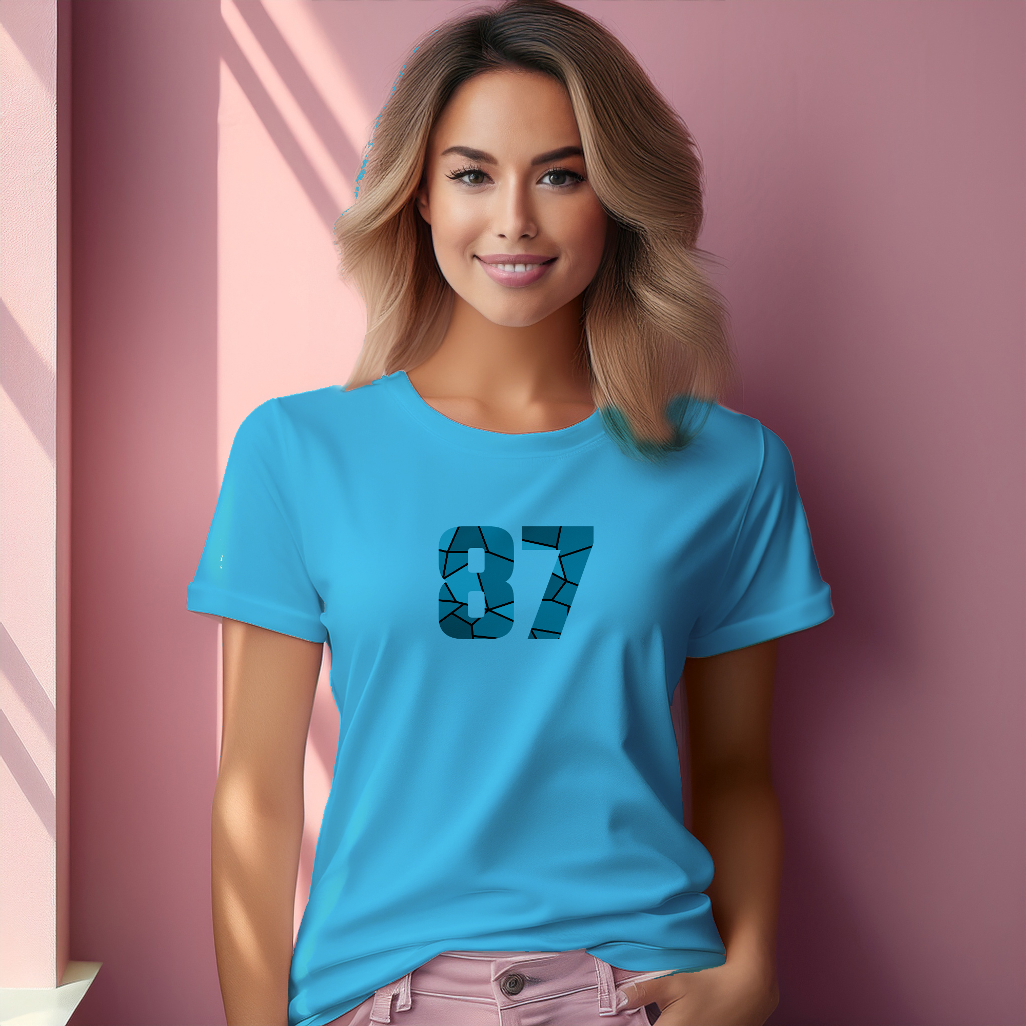 87 Number Women T-Shirt (Sky Blue)