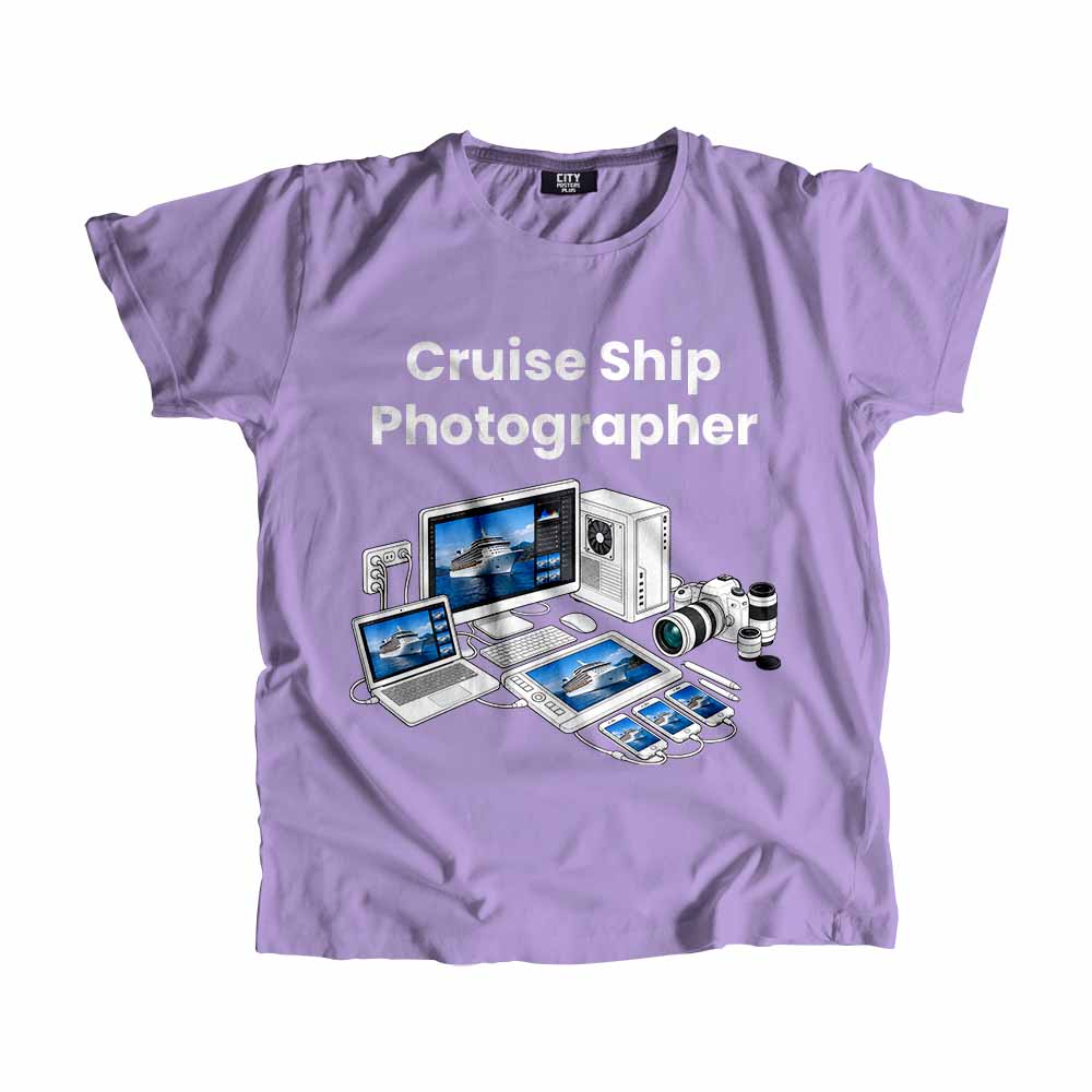 Cruise Ship Photographer Men Unisex T-Shirt (Iris Lavender) Tech Innovation Unisex T-Shirt