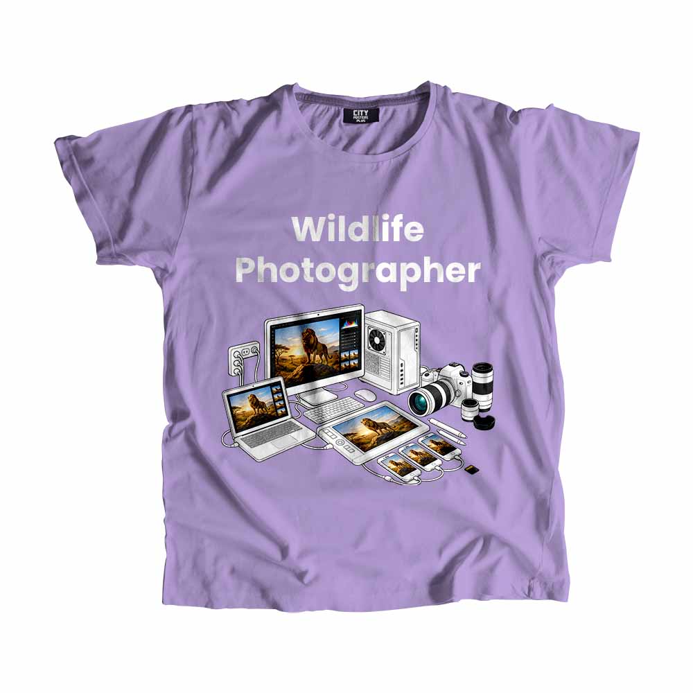 Wildlife Photographer Men Unisex T-Shirt (Iris Lavender) Tech Innovation Unisex T-Shirt