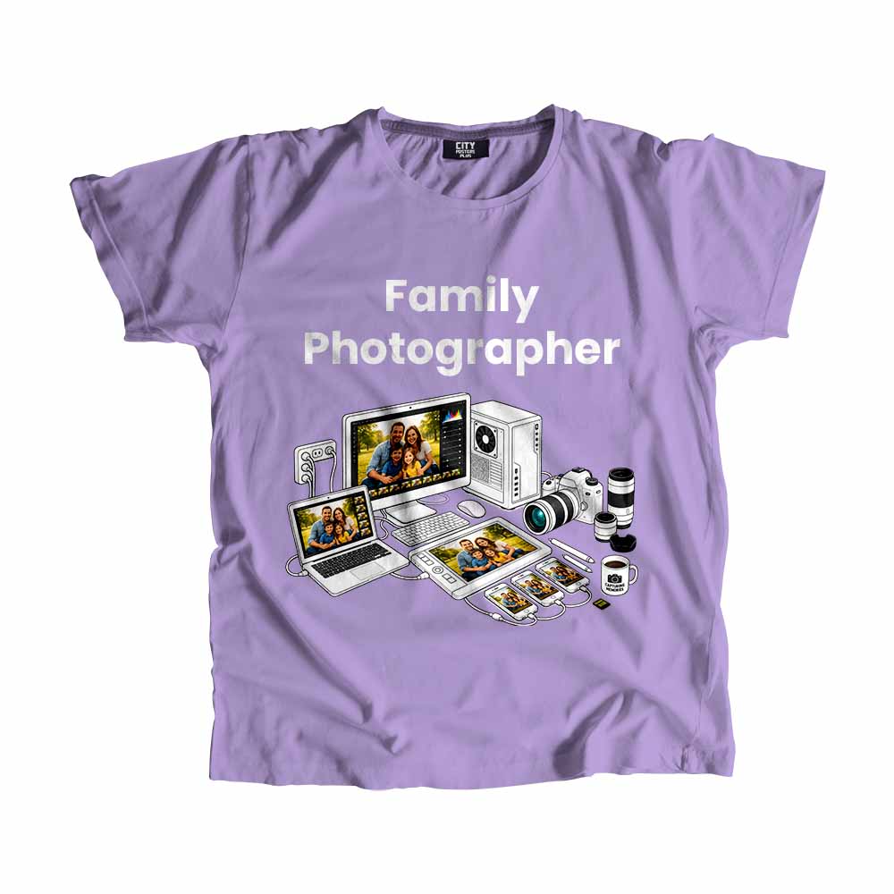 Family Photographer Men Unisex T-Shirt (Iris Lavender) Tech Innovation Unisex T-Shirt