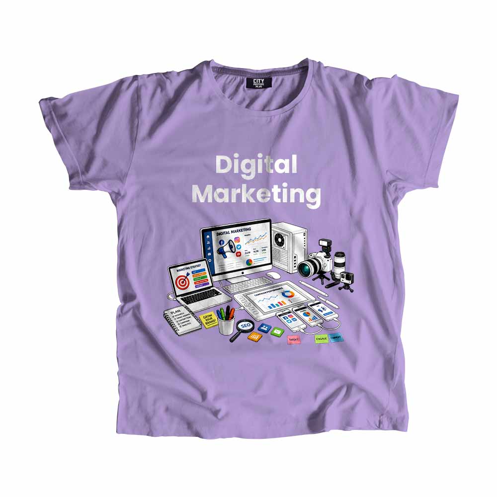 Digital Marketing Men Unisex T-Shirt (Iris Lavender) Tech Innovation Unisex T-Shirt