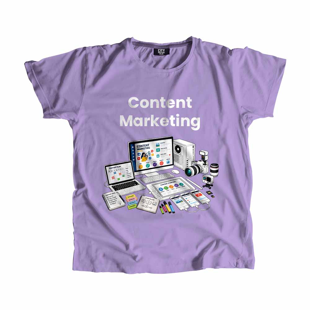 Content Marketing Men Unisex T-Shirt (Iris Lavender) Tech Innovation Unisex T-Shirt