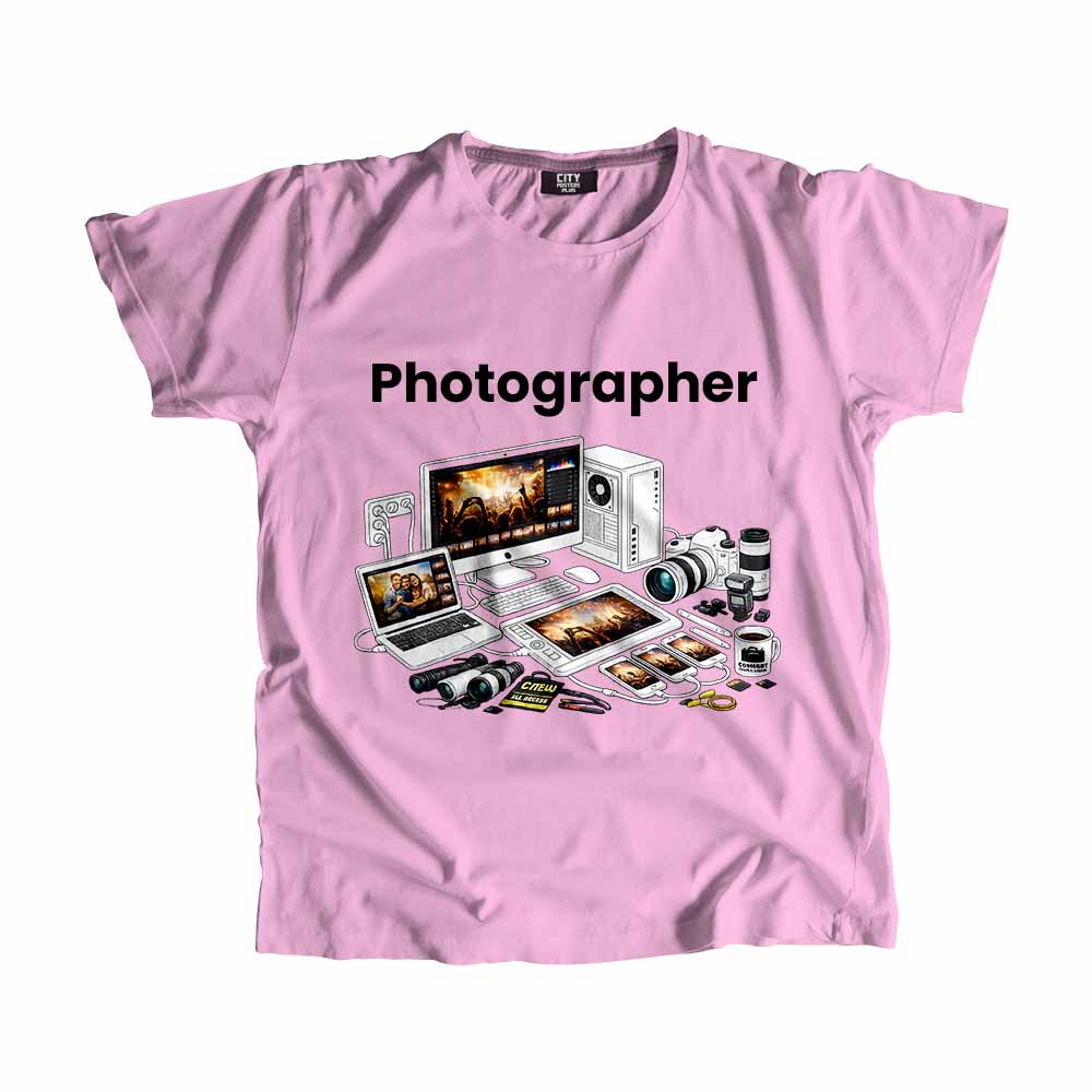 Photographer Men Unisex T-Shirt (Light Pink) Tech Innovation Unisex T-Shirt