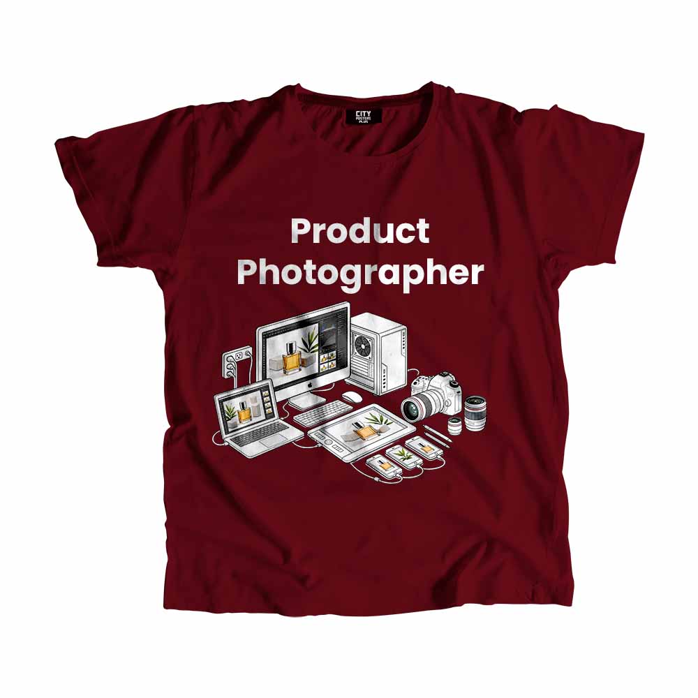 Product Photographer Men Unisex T-Shirt (Maroon) Tech Innovation Unisex T-Shirt