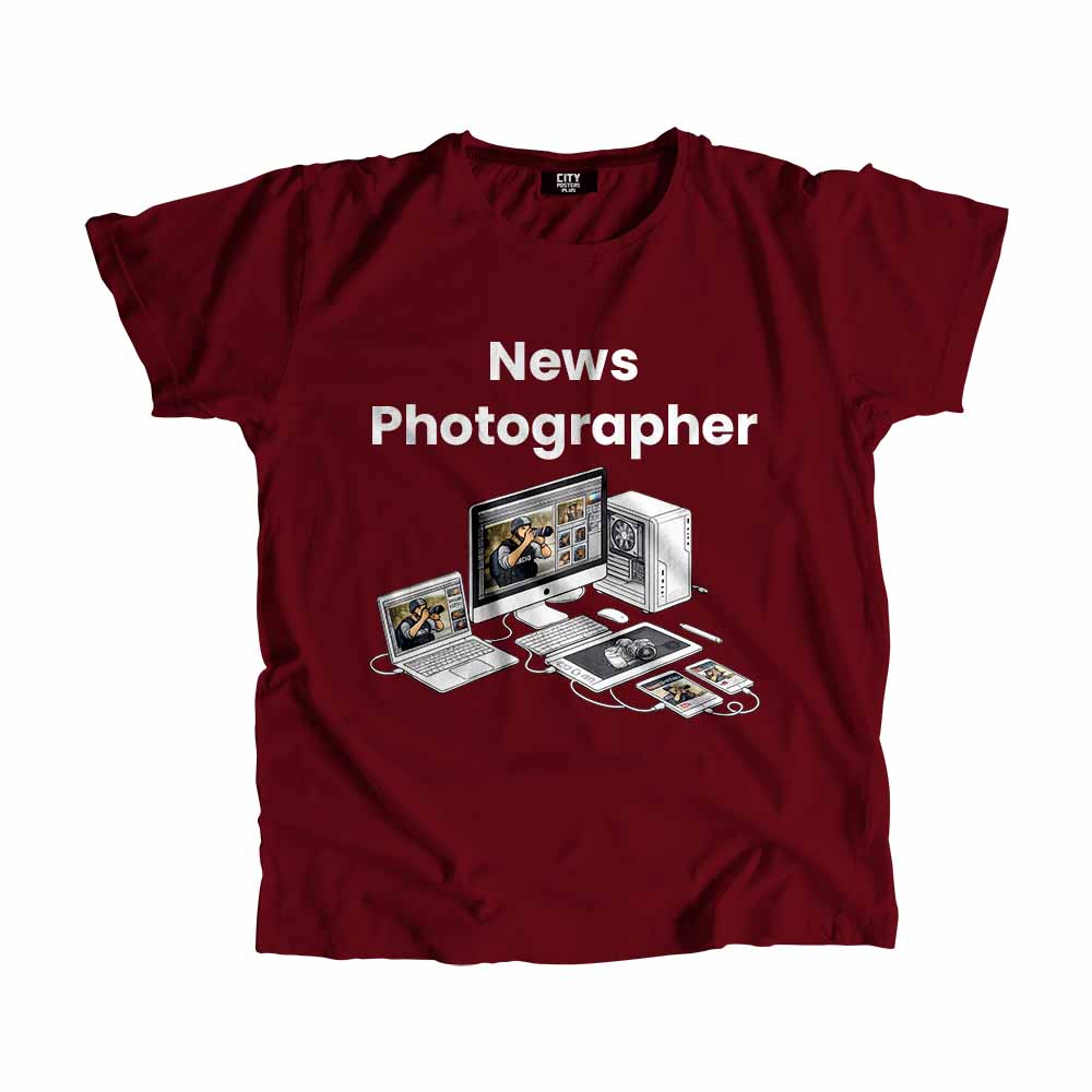 News Photographer Men Unisex T-Shirt (Maroon) Tech Innovation Unisex T-Shirt