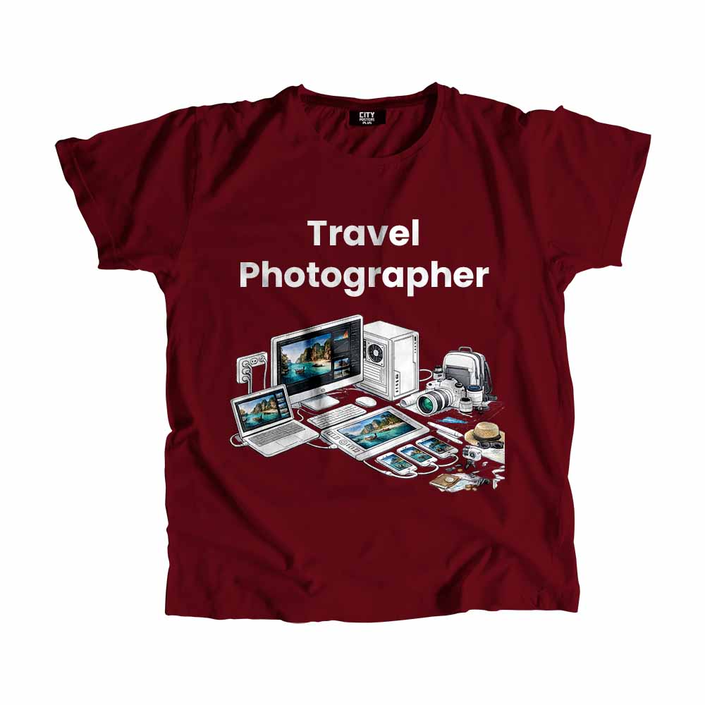 Travel Photographer Men Unisex T-Shirt (Maroon) Tech Innovation Unisex T-Shirt