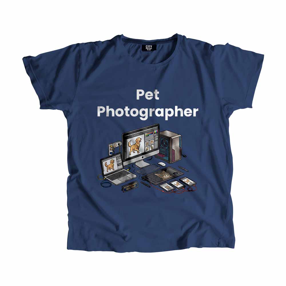 Pet Photographer Men Unisex T-Shirt (Navy Blue) Tech Innovation Unisex T-Shirt