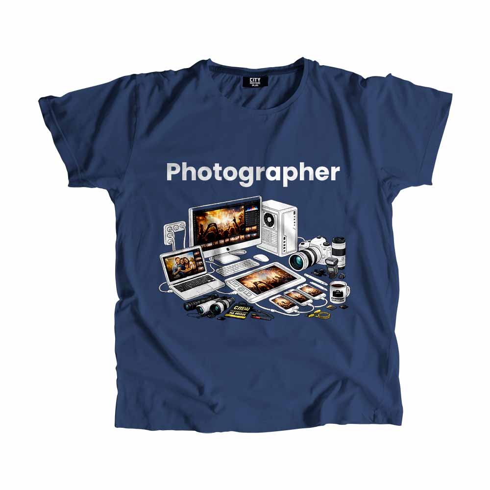 Photographer Men Unisex T-Shirt (Navy Blue) Tech Innovation Unisex T-Shirt