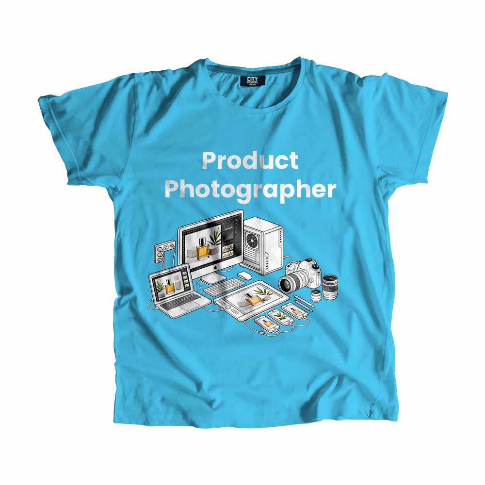Product Photographer Men Unisex T-Shirt (Sky Blue) Tech Innovation Unisex T-Shirt