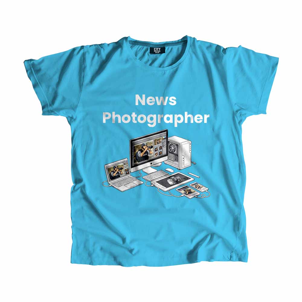 News Photographer Men Unisex T-Shirt (Sky Blue) Tech Innovation Unisex T-Shirt