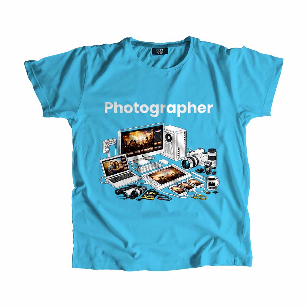 Photographer Men Unisex T-Shirt (Sky Blue) Tech Innovation Unisex T-Shirt