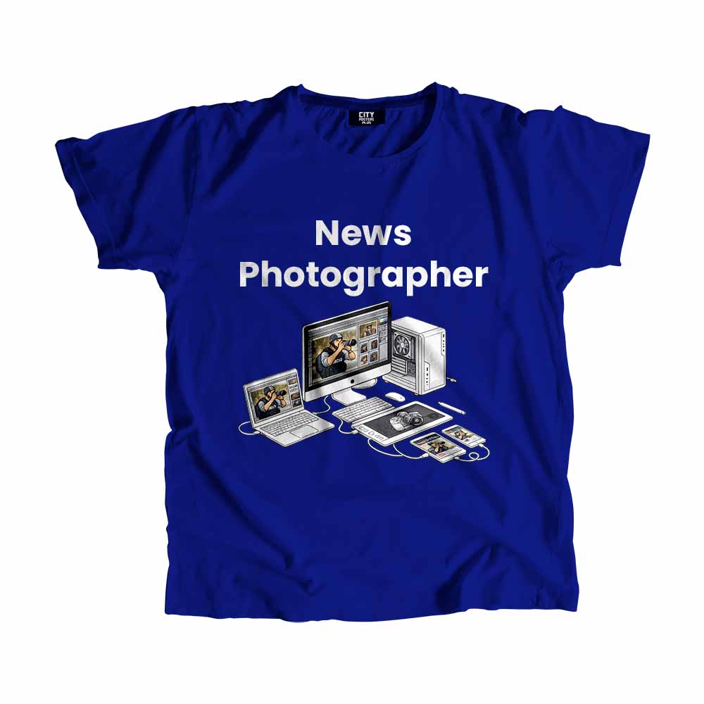 News Photographer Men Unisex T-Shirt (Royal Blue) Tech Innovation Unisex T-Shirt