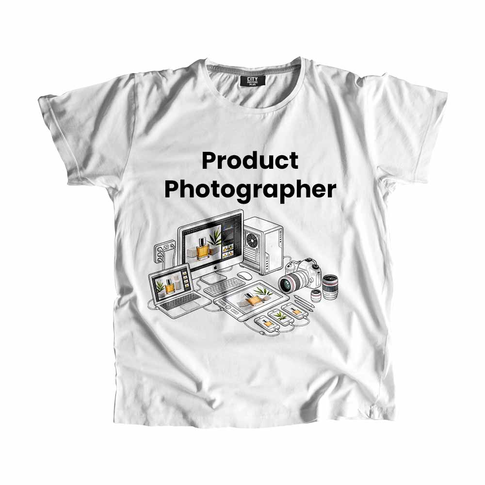 Product Photographer Men Unisex T-Shirt (White) Tech Innovation Unisex T-Shirt