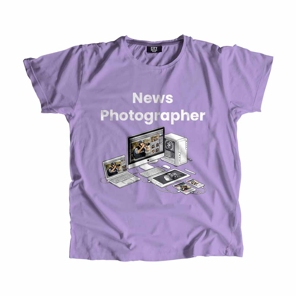 News Photographer Men Unisex T-Shirt (Iris Lavender) Tech Innovation Unisex T-Shirt