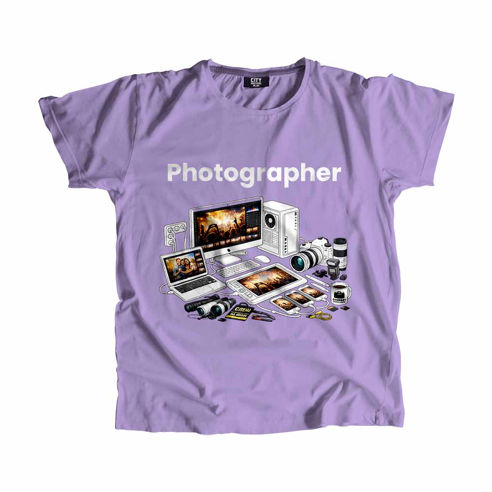 Photographer Men Unisex T-Shirt (Iris Lavender) Tech Innovation Unisex T-Shirt