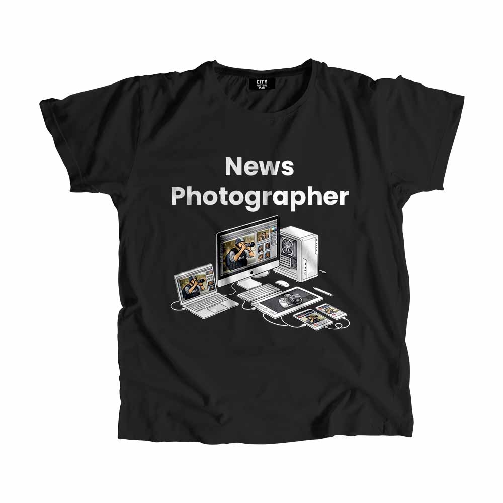 News Photographer Men Unisex T-Shirt (Black) Tech Innovation Unisex T-Shirt