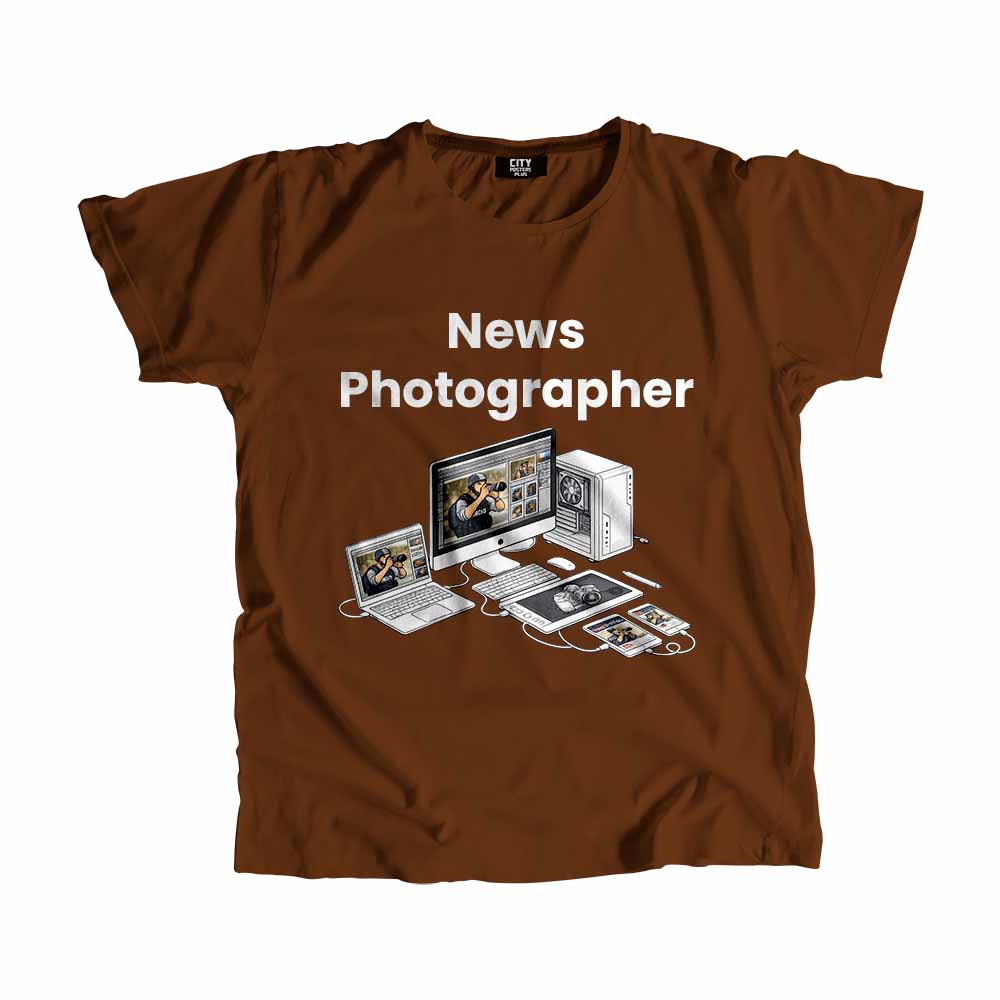 News Photographer Men Unisex T-Shirt (Brown) Tech Innovation Unisex T-Shirt