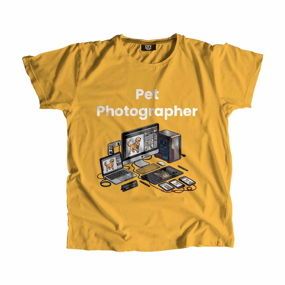Pet Photographer Men Unisex T-Shirt (Golden Yellow) Tech Innovation Unisex T-Shirt