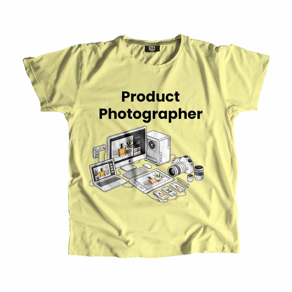 Product Photographer Men Unisex T-Shirt (Butter Yellow) Tech Innovation Unisex T-Shirt