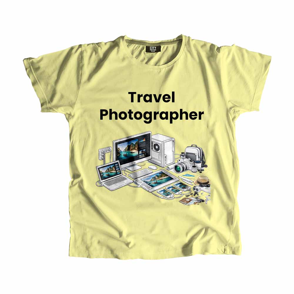Travel Photographer Men Unisex T-Shirt (Butter Yellow) Tech Innovation Unisex T-Shirt