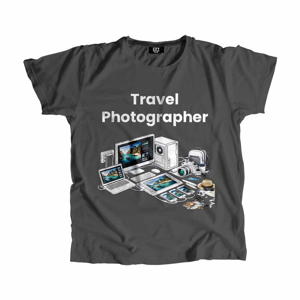 Travel Photographer Men Unisex T-Shirt (Charcoal Grey) Tech Innovation Unisex T-Shirt